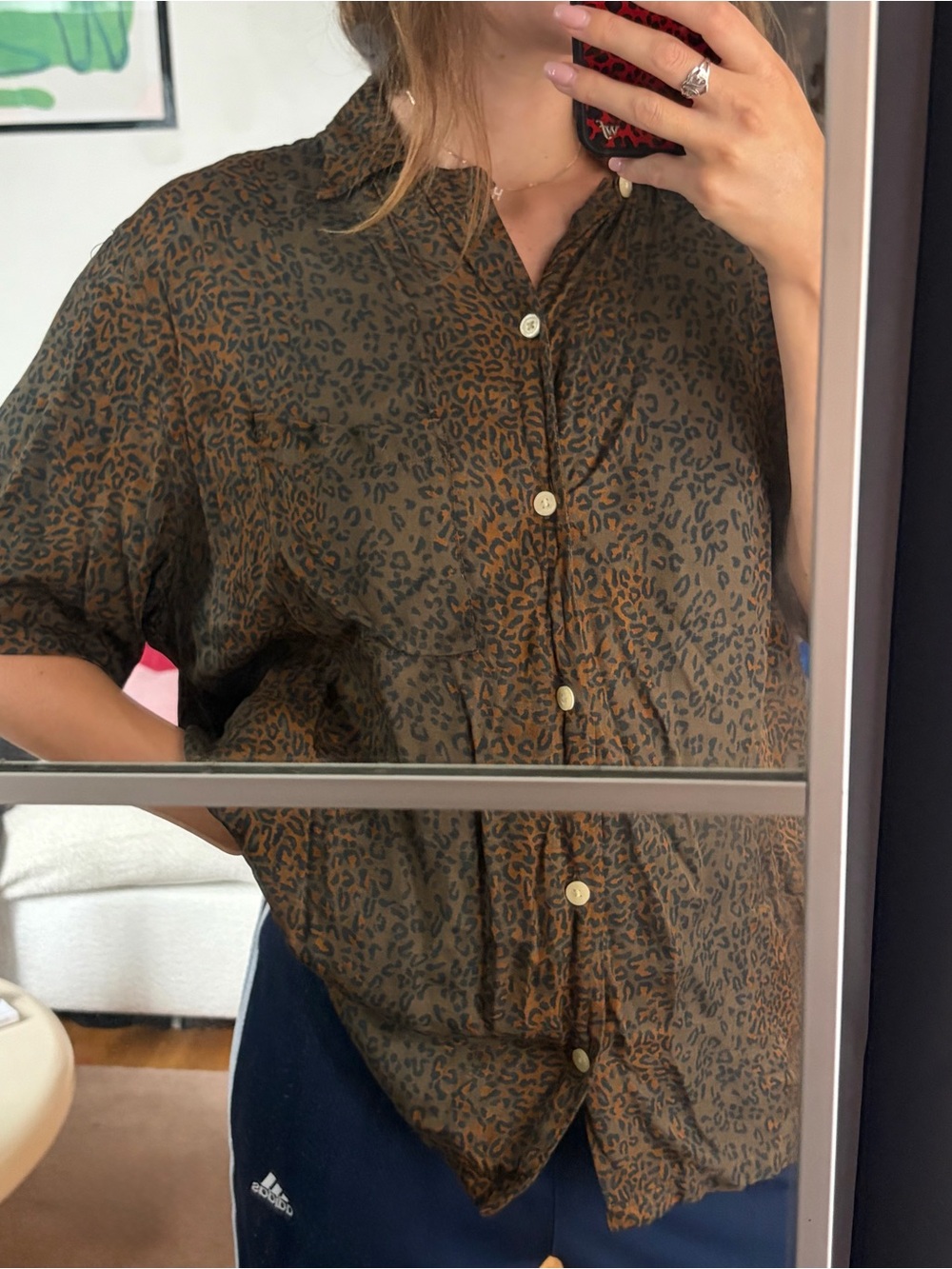 All Saints Leopard Button Down